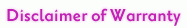 Disclaimer of Warranty
