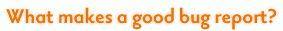 What makes a good bug report?